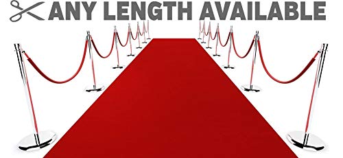 The Rug House Quality Rubber Backed Thick Red Runner Carpet For Events 133cm (4ft 4") Wide - Sold Per Foot