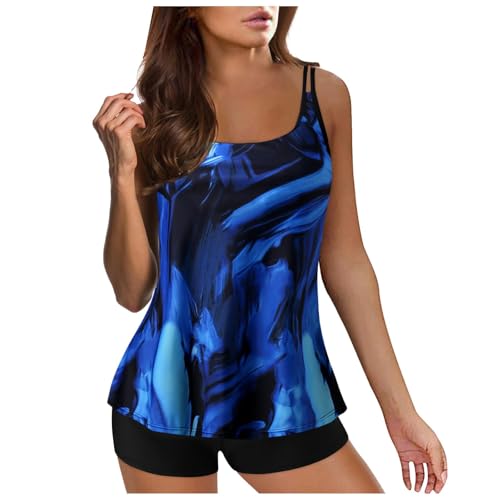 BAXLIMEK Tankini Swimsuits for Women Two Piece Tummy Control Bathing Suits,Trendy Print Swim Tank Tops with Boy Shorts