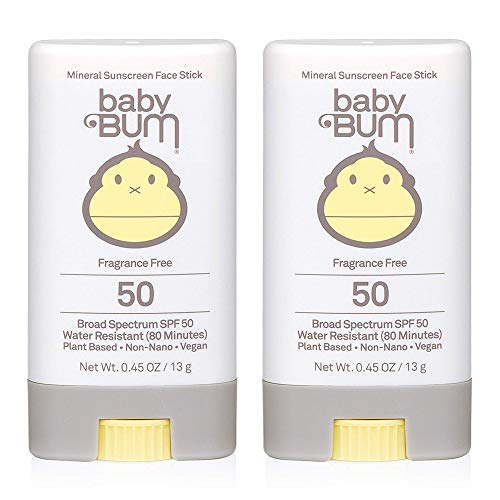 Image of Baby Bum Mineral Sunscreen Face Stick - SPF 50 - UVA,UVB Face and Body Protection - Fragrance Free Safe for Sensitive Skin- Travel Size 0.45 Ounce (Pack of 2)