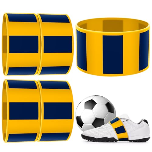 Eyourlife Soccer Cleat Lace Cover & Football Shoe Band - 4PCS Silicone Shoe Bands for Soccer and Football Cleats, Durable Lace Covers for Shoes (Yellow-Stripes)