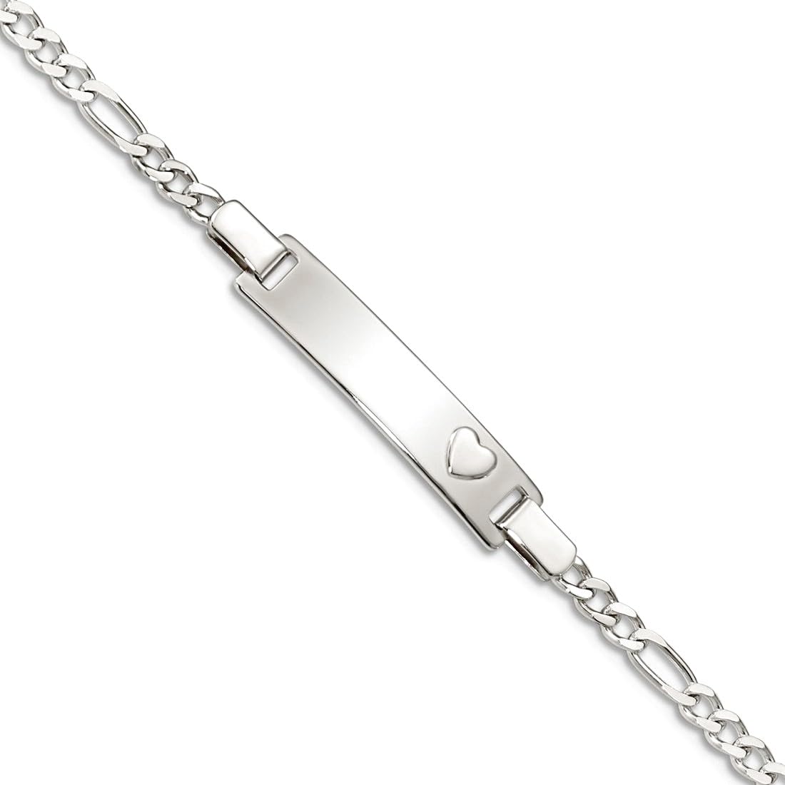 Bracelet en argent sterling 925 poli gravé pour garçons ou filles avec cœur et fermoir mousqueton – Options de longueur : 14 à 15