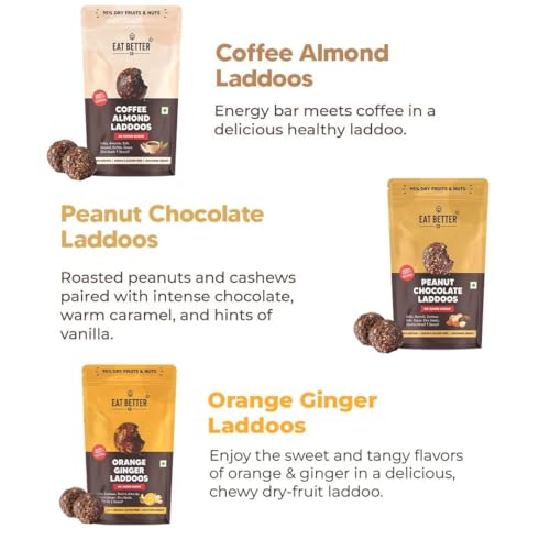 Eat Better Co Assorted Healthy Laddoos - 42 Laddoos in Six Flavours | No Added Sugar | Made from 95% Dried Fruits | High Protein Content & Instant Energy - Healthy