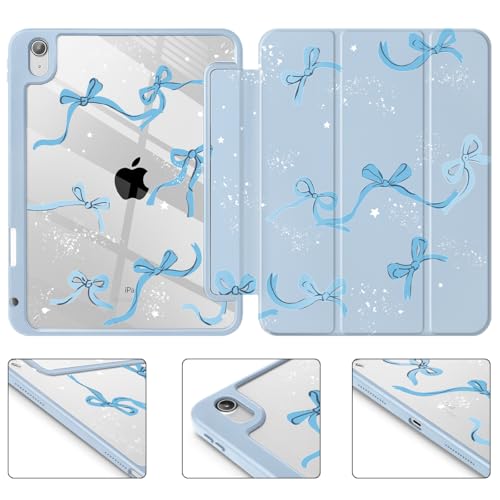 Tuiklol Case for iPad 11 inch (A16 Chip) 2025 11th Generation/iPad 10.9 inch 2022 10th Gen, Buit in Pencil Holder with Shockproof Cover Clear Transparent Back Shell Auto Wake/Sleep, Bow-Blue by Tuiklol - Used condition - Image 8