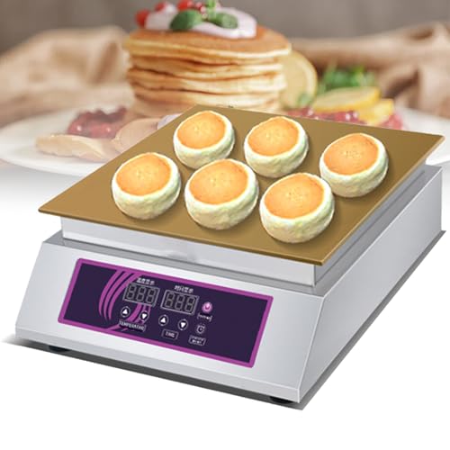Commercial Pancake Maker, Non-Stick Souffle Machine, Electric Muffin Maker with Temperature Control 60-240℃, Stainless Steel Griddle for Home Kitchen Restaurant