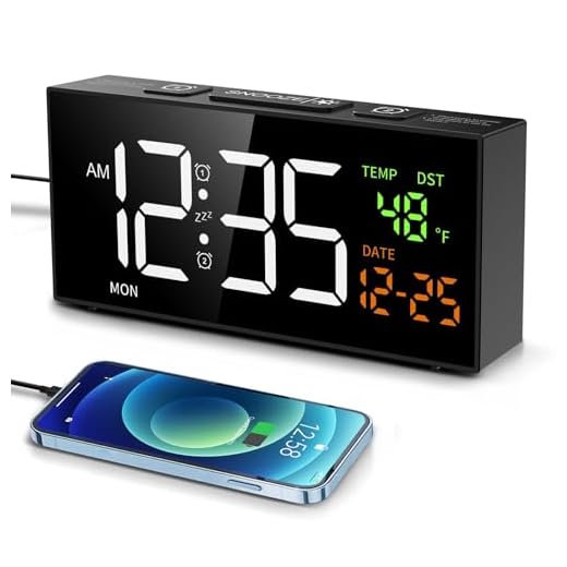 Netzu Alarm Clocks for Bedrooms, Digital Clock with Date Temperature and Weekday, Manual DST, Snooze, 2 Alarms, 4 Volumes for Living Room Home Bedside Desk (Black)