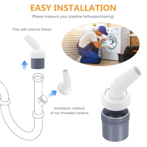 Waschmaschine Abfluss Adapter für Geschirrspüler Trockner Abfluss Adapter Waschmaschinenanschluss Adapters für Rohr mit Eingang Ø 19-24 mm & Ausgang 40mm, Waschinenanschluss Zubehör+Schlauchschelle