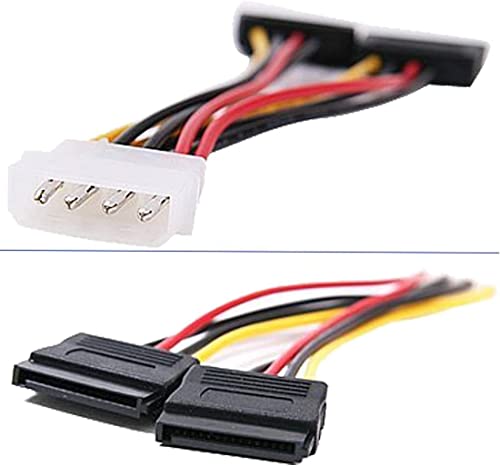 Image of LipiWorld 4 Pin Molex to 15 Pin Female Dual SATA Power Copper Serial ATA Adapter Y-Cable Hard Drive Extension Cable 4Pin to Dual Sata Female (Pack of 2)