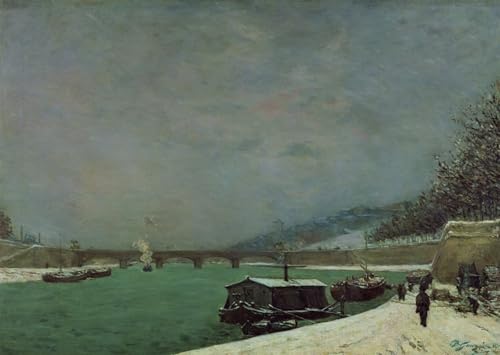 Affiches d'Art la seine au pont d'iena l'hiver pour bureau chic