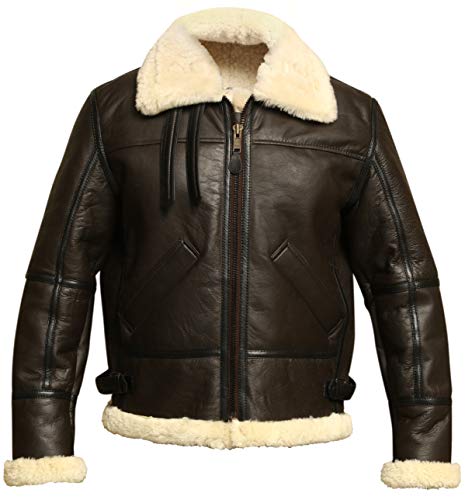 Men B3 Bomber Aviator Shearling Sheepskin Leather Winter Jacket3