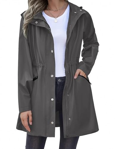 Chubasquero impermeable largo mujer chaqueta viento lluvia gabardina con capucha