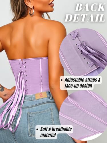 Image of ChiaoLezhee Heart Corset Top For Women, Sexy Concert Outfits Going Out, Strapless Crop Top, Overbust Bustier