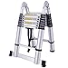 Produktbild TQ Teleskopleiter Klappleiter Ausziehleiter aus hochwertigem Alu Teleskop-Design Mehrzweckleiter, 16 Sprossen - 90cm bis 5m Anlegeleiter, 150 kg Belastbarkeit (5m klappbar)