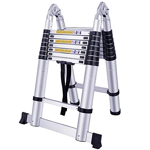 Preisvergleich Produktbild TQ Teleskopleiter Klappleiter Ausziehleiter aus hochwertigem Alu Teleskop-Design Mehrzweckleiter, 16 Sprossen - 90cm bis 5m Anlegeleiter, 150 kg Belastbarkeit (5m klappbar)