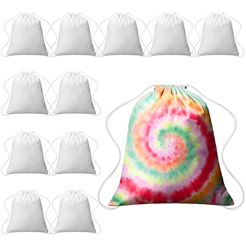 Saintrygo Tie Dye Cotton Drawstring Bags Sublimation Blank Backpack White Canvas Drawstring Bags DIY Items for Party Favors