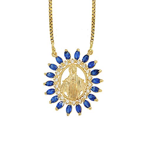 Colar Nossa Senhora das Graças Navetes de Ouro 18k