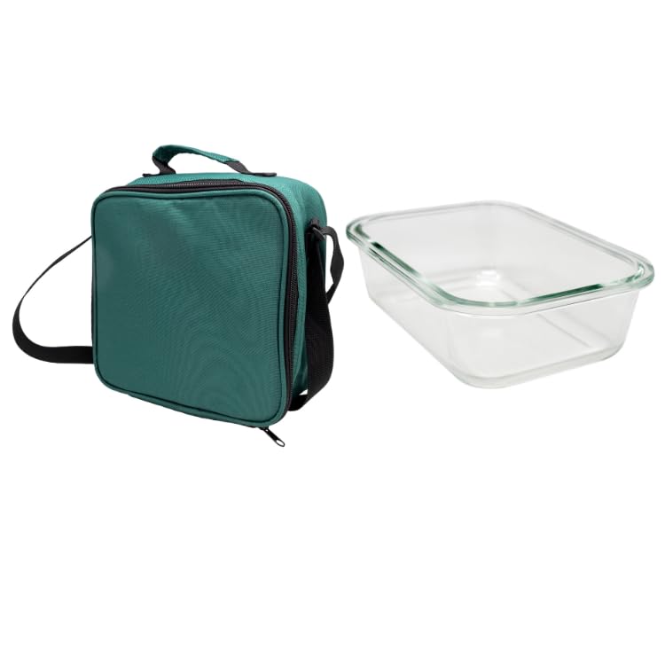 NERTHUS FIH 1500 Boîte à lunch isotherme noire avec récipient hermétique en verre 1 l, sac alimentaire avec...