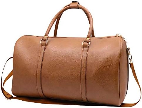 brown leather weekender bag