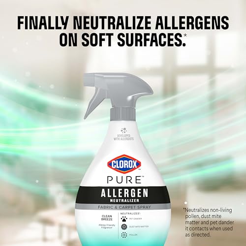 Image of Clorox PURE Allergen Neutralizer Fabric and Carpet Spray, Clean Breeze, 26 Fluid Ounces (Pack of 2)