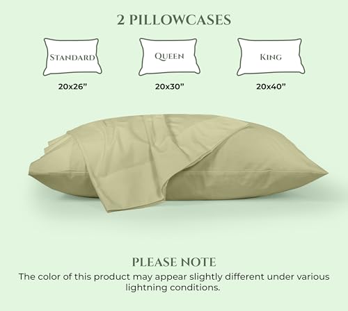 Image of Royale Linens 100% Cotton Pillow Cases King Size Set of 2 - Percale Pillowcase - Sage Green Pillow Cases Soft Cooling & Breathable Hotel Cotton Pillowcases, Fits King Pillows (20 inchx40 inch, Sage Green)
