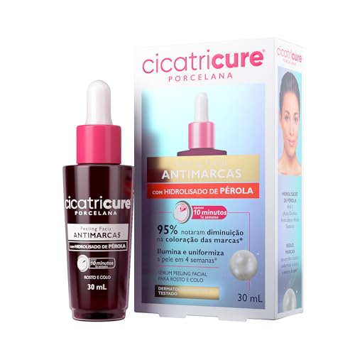 Cicatricure Porcelana Peeling Facial Antimarcas Clareador Serum para Rostro e Colo - Ilumina e Uniformiza a Pele, 95% Notaram Diminuição das Marcas em 4 Semanas - 30 ml