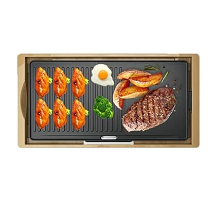 Elektrogrill 2 In 1 Teppanyaki Tischgrill Elektrisch Antihaftende Grillplatte Aus Alu-Druckguss Verstellbarer…
