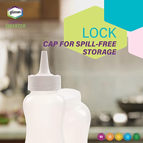 Image of Gluman Plastic Squeezy Sauce Bottle (Set Of 2) For Clean & Mess-Free Dispensing | 100% Food Grade | Dishwasher Safe | Freezer Safe | Ergonomically Designed | Reusable (White), 750 Milliliter - 750 Ml