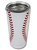 Baseball Tumbler Cup 20 oz with Lid, Gift for Mom Men Sports Travel Coffee Mug, Stainless Steel, Vacuum Insulated, Keep Drinks Hot and Cold