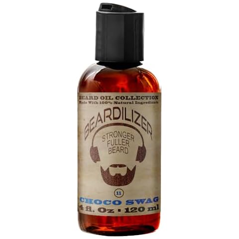 Beardilizer Choco Swag Beard Oil for Men - 100% Natural Growth Oil & Conditioner with Argan, Jojoba & Vitamin E – Softening, Moisturizing for Soft, Healthy Beard – 4 Oz Cover