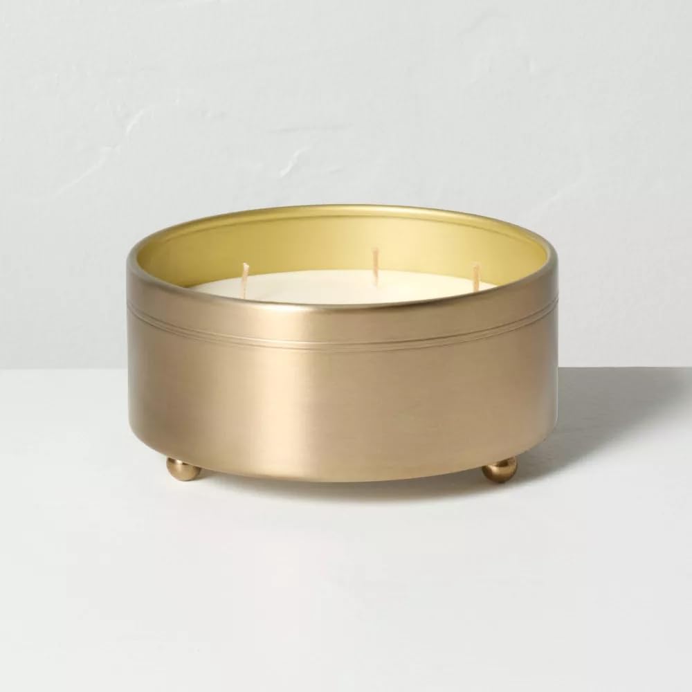 Hearth and Hand 5 Wick Large Fluted Brass Jar Candle, 20oz (Salt)
