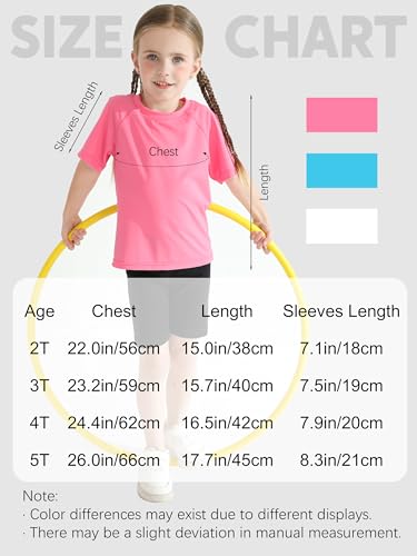 Image of Poroka 3 Pieces Girls UPF 50+ Sun Protective Rash Guard Toddler Swim Shirt Quick Dry Toddler Girl Sports Shirt