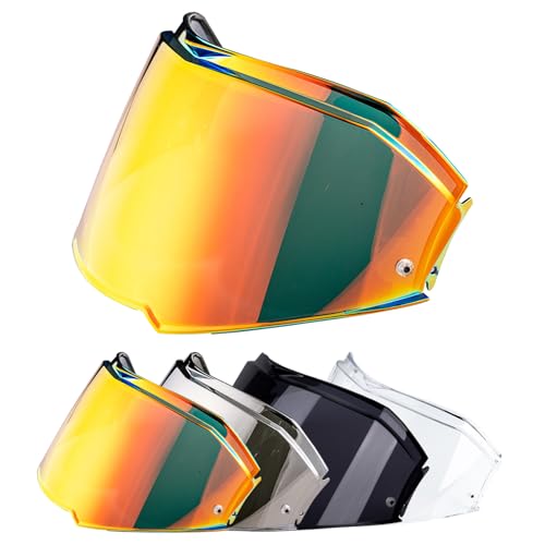 VCOROS Viseira de capacete para Valiant II FF900 Viseira de capacete unissex adulto flip up capacete escudo de substituição (cromo vermelho)