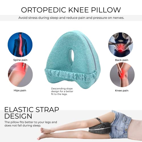Miniatura 2 de Almohada Ortopédica Para Pierna Y Rodilla, Cojín Ergonómico Con Espuma Viscoelástica, Almohada Para Dormir Posicionadora Para Embarazadas Alivia Dolores De Piernas, Cadera Y Articulaciones. Azul