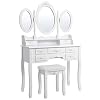SONGMICS Make-uptafel met 3 spiegels en kruk, 7 laden incl. 2 onderverdelers, kantelbeveiliging, luxueus, 145 x 90 x 40…