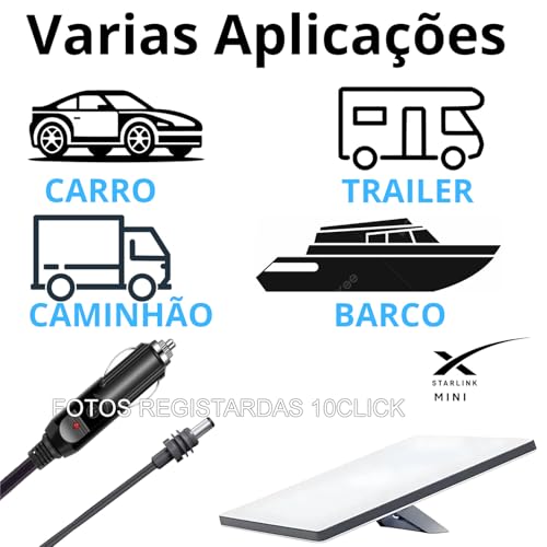 Cabo Carregador Para Starlink Mini 12V / 24V Conector Vedação Original Carregamento Carro Veicular A