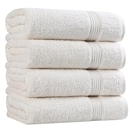 Superior Egyptian Cotton 4-Piece Bath Towel Set for Shower, Bath, Spa, Resort, Hotel, Soft Body Towels, Airbnb Essentials, Apartment, Dorm, Quick Dry, Absorbent, Bathroom Basics, Ivory