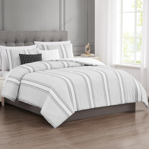 Image of Modern Threads 5-Piece Jacquard Comforter Set, Kira King in Light Blue - Elegant Comforter, 2 Pillow Shams, and 2 Decorative Pillows