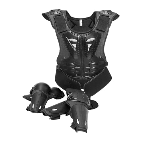 DimyFew Traje de Motociclista, Equipo de Motocross para Adolescentes, Protector de Pecho Y Espalda, Conjunto de Protección para Deportes, Skateboarding Y, Negro, M