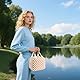 GUSXPPD Lunchtasche Damen Cord, Isolierte Lunch-Box, Frauen wiederverwendbare Lunch-Tasche, Isolierte Lunchtasche, Tragbare Cooler Bag, Thermotasche für Essen für Schule Strand Picknick(Beige)