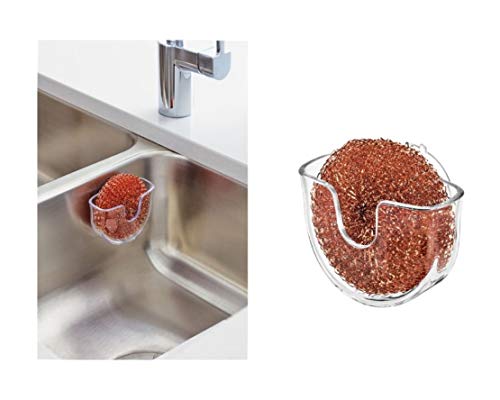 iDesign Vella Organizador de Fregadero con Ventosa, portaestropajos pequeño de plástico, Transparente, 9,8 cm x 5,1 cm x 7,0 cm