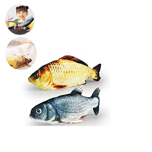 2 Pack Electric Flopping Cat Fish Toy, Interactive Cat Catch Fish Toy with Catnip, Cat Kicker Fish Toy, USB Charged Robot Fish Wagging Moving Dancing Fish Simulative Stuffed Doll Toy for Kids and Cats