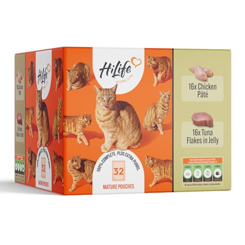 HiLife Mature Wet Cat Food, Tuna & Chicken, Cat Food Pouches