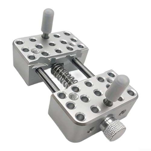 Tornillo de banco de aluminio para mini taladro, reparación de joyas y relojes, proyectos de tallado y escultura, 70 x 50 mm, apertura de mandíbula de 2,4-58 mm, color plateado