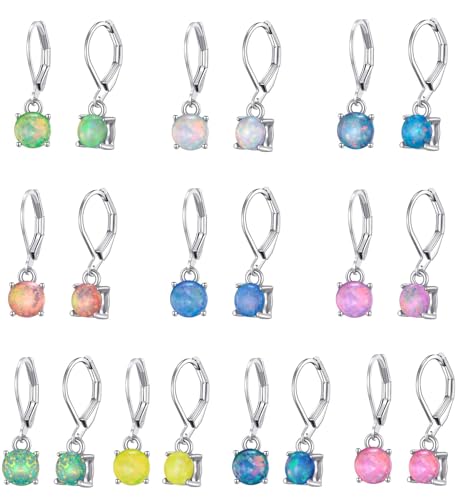 10 Pairs Dangle Earrings for women Fashion Pack- Leverback Earring for Woman with Silver Hoop