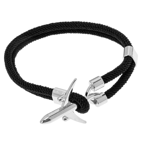 GALPADA Bracelet Avion Homme En Alliage Avec Corde Polyester Noir 21.50Cm Style Minimaliste Bijoux À La Main Accessoire Mode Pour Usage Quotidien Et Occasions SpéCiales