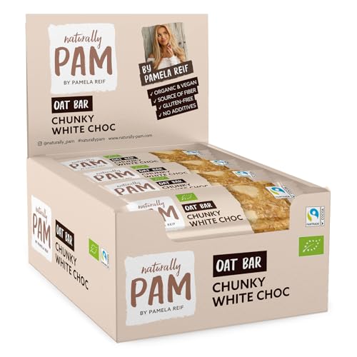 Naturally Pam Oat Bar - Chunky White Choc NP - Bio & veganer Haferriegel - Müsliriegel-Snack von Pamela Reif - glutenfrei & ohne Rohrzucker 12 x 40g