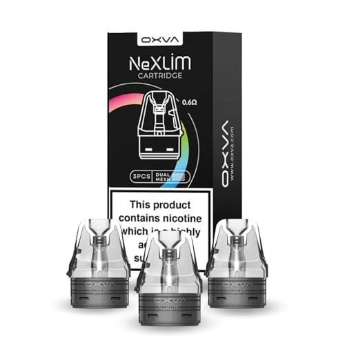 For Oxva Nexlim Pods 0.6 XL Ohms Dual Mesh Coil Cartridge (Pack of 3) for Oxva Nexlim Pod Kit Nexlim Go Pods Large Replacement Vape Pods - No Nicotine