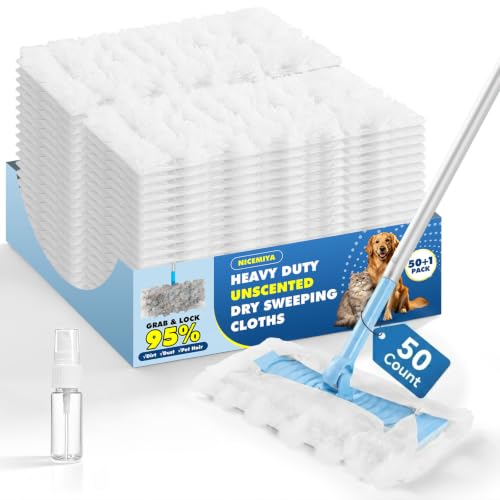 Image of Nicemiya Fluffy Dry Mop Refill Pads Compatible with Flash Speed Mop, 50Pcs