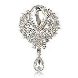 Axmerdal Wedding Bridal Big Crystal Rhinestone Bouquet Brooch Pin for Women (silver)
