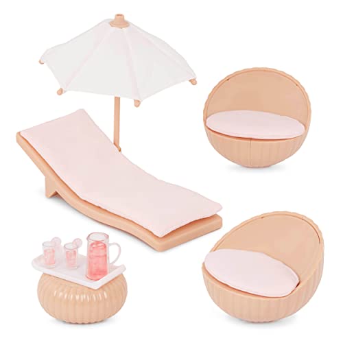 Lori Dolls – Marina's Terrace Set– Mini Doll & Toy Terrace Furniture – 6-Inch Doll & Dollhouse Accessories – Chairs, Table, Umbrella, Lemonade – Play Set For Kids – 3 Years + #TOP4