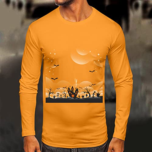 YHEGHT Camisa masculina casual outono inverno manga longa gola redonda estampada camiseta top blusa